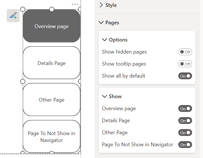 customized page navigator-power bi update za únor 23